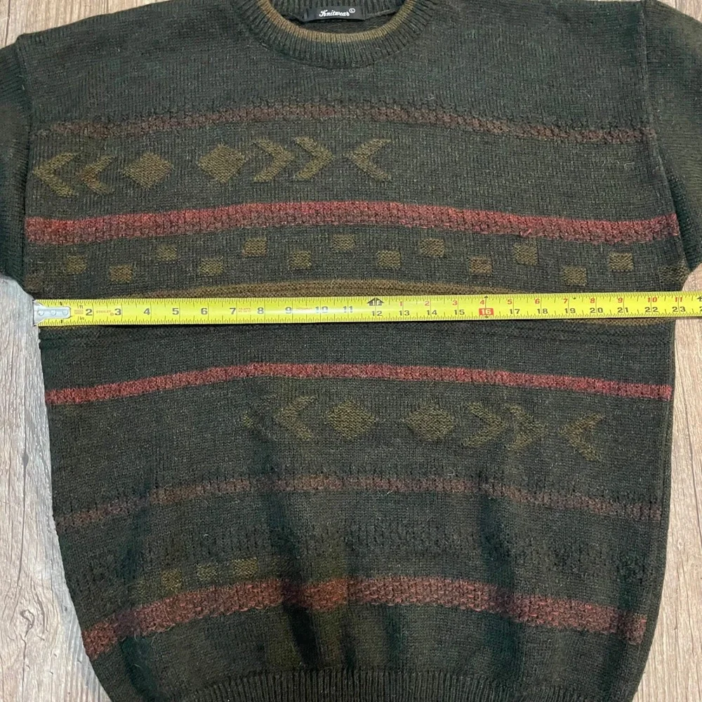 St Bernard Men Lg Green‎ Geometric Fair Isle Acrylic Wool Alapaca Sweater Knit